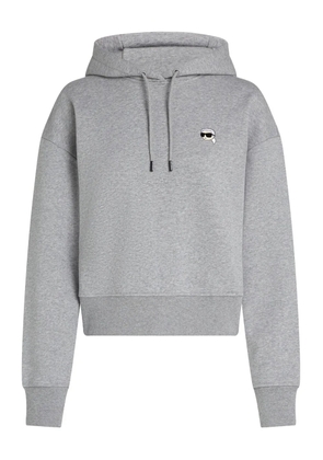 Karl Lagerfeld Ikon-patch cropped hoodie - Grey