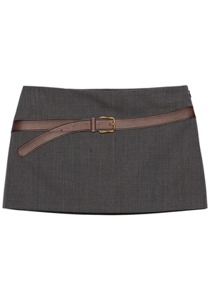 Prada 3D printed-belt mini skirt - Grey