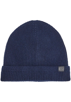 TOM FORD logo-patch ribbed-knit beanie - Blue