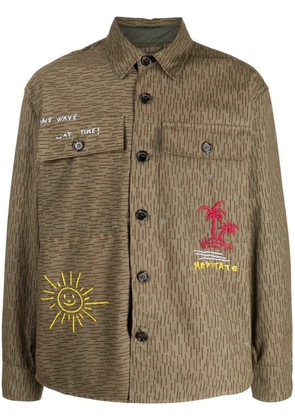 PRESIDENT'S motif-embroidered cotton shirt - Brown