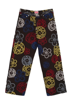 Kenzo xFutura 2000 flower-embroidered trousers - Brown