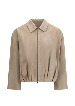 Salvatore Santoro suede bomber jacket - Neutrals