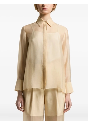 Peserico sheer-panel collared shirt - Neutrals