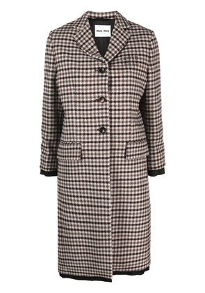 Miu Miu houndstooth-pattern single-breasted coat - Brown