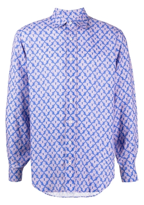 LOVE BRAND & Co. graphic-print linen shirt - Blue