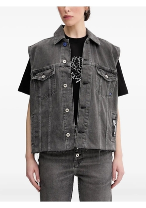 Karl Lagerfeld Jeans frayed denim vest - Black