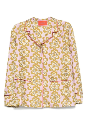 La DoubleJ floral-print piped-trim shirt - Pink