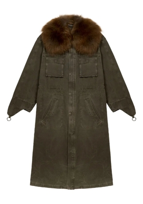Blumarine fur-collar parka coat - Green