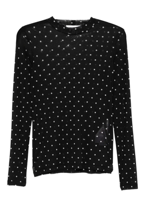 Maison Kitsuné polka-dot mesh top - Black