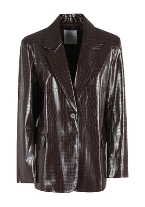 Isabelle Blanche crocodile-effect blazer - Brown