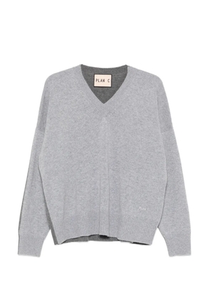 Plan C V-neck colour-block cardigan - Grey