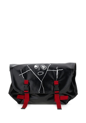 Plan C doodle-print buckle shoulder bag - Black