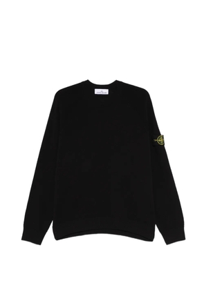 Stone Island logo-patch crew-neck sweater - Black