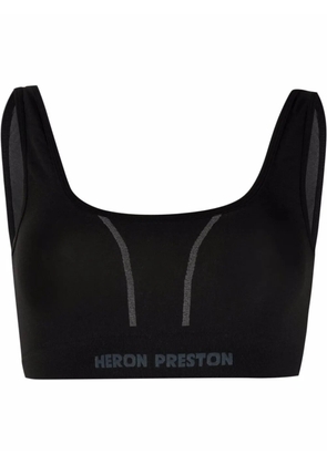 Heron Preston logo-intarsia crop top - Black