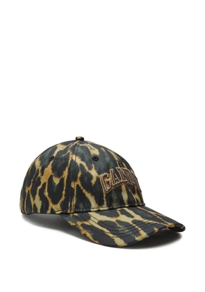 GANNI logo print cap - Green