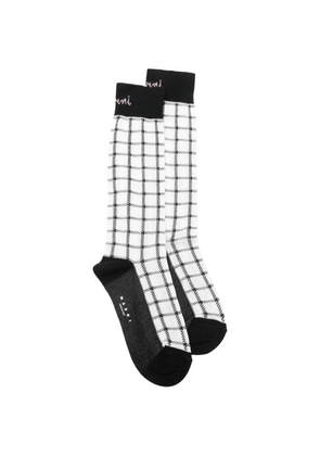 Marni plaid logo socks - White