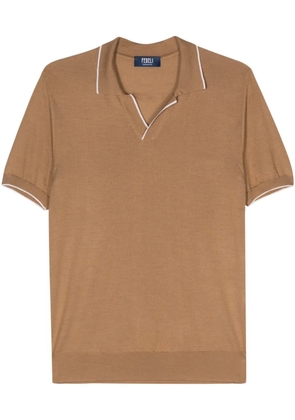 Fedeli Wave fine-knit polo shirt - Brown