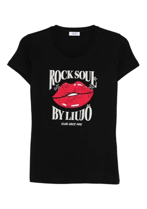 LIU JO lips-print T-shirt - Black