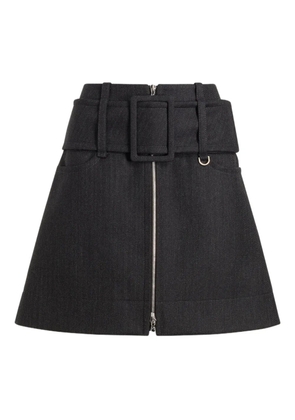 Patou zip-front belted mini skirt - Black