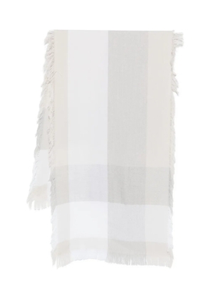 Le Tricot Perugia checked-pattern fringed scarf - Neutrals