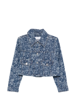 GANNI floral cropped jacket - Blue