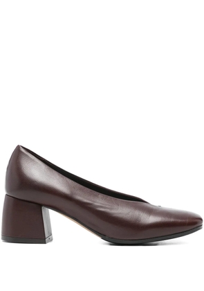 lorena paggi block-heel leather pumps - Brown