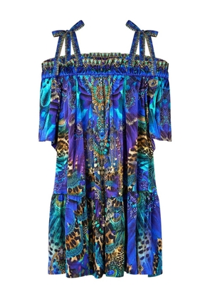 Camilla off shoulder frill dress - Blue