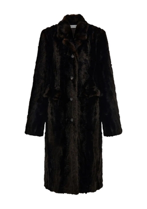 Ferragamo mink-effect single-breasted coat - Brown