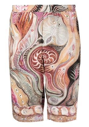 Endless Joy Dark Star graphic-print silk shorts - Purple