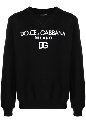Dolce & Gabbana logo-embroidered cotton sweatshirt - Black