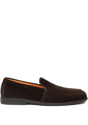 Santoni suede panelled loafers - Brown