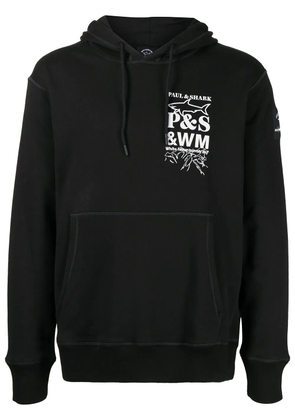 White Mountaineering logo-print cotton hoodie - Black