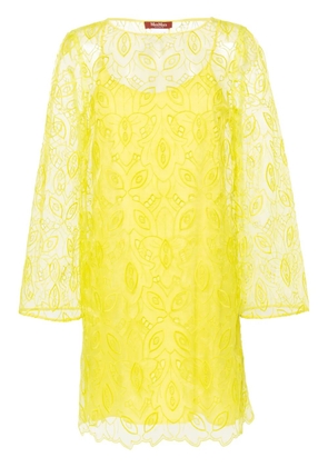 Max Mara Bracco motif-embroidered midi dress - Yellow