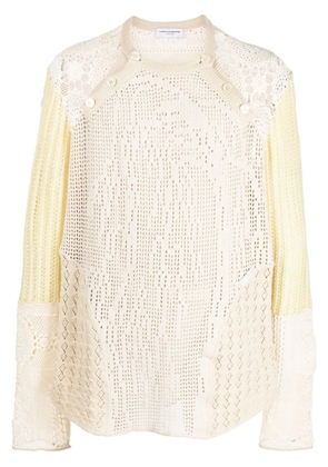 Marine Serre regenerated crochet raglan jumper - Neutrals