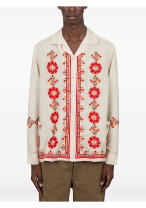 Baziszt floral-embroidered revere shirt - White