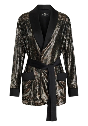 ETRO shimmery tied-waist blazer - Black