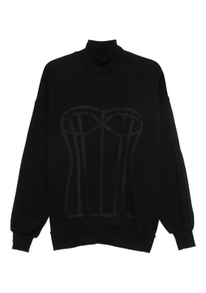 HAMZA Kora corset-detail turtleneck sweatshirt - Black