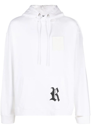 Raf Simons logo patch ripped hoodie - White