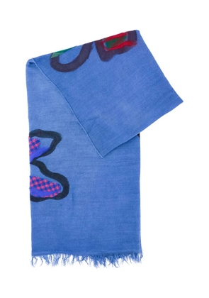 Exquisite J floral-pattern scarf - Blue