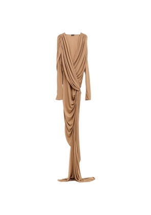 Atlein draped split maxi dress - Neutrals