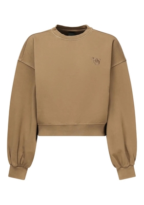PINKO embroidered balloon-sleeve sweatshirt - Brown