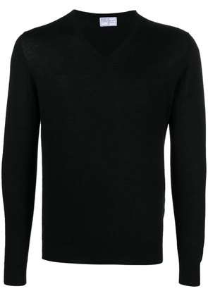 Fedeli v-neck long-sleeve jumper - Black