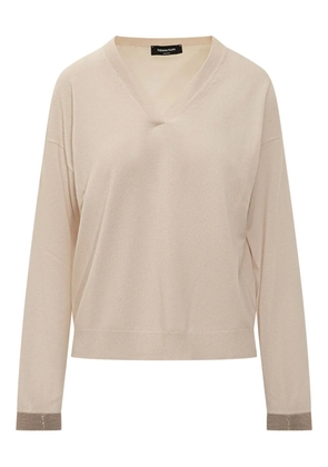 Fabiana Filippi V-neck embellished-cuff sweater - Neutrals