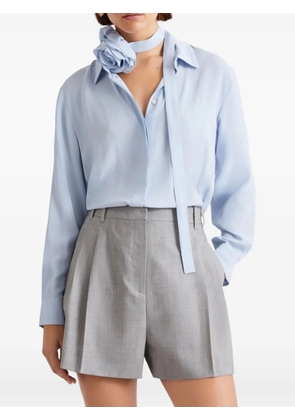 Marella flower-appliqué tie-neck shirt - Blue