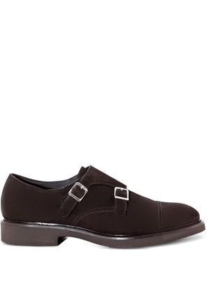Doucal's double-buckle suede monk shoes - Brown