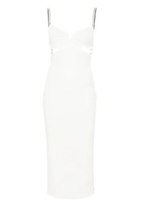 NISSA cut-out rhinestone midi dress - White