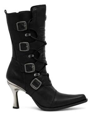 NEW ROCK 100mm lace-up buckle boots - Black