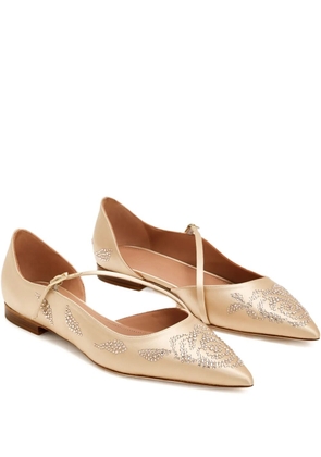 Malone Souliers crystal-embellishment pointed-toe flat pumps - PLAPLA PLATINO/PLATINO