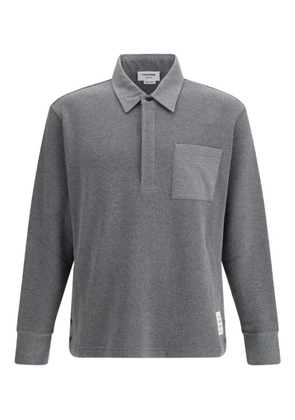 Thom Browne long sleeve patch pocket polo shirt - Grey