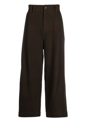 Ziggy Chen plaid-check wide-leg trousers - Green